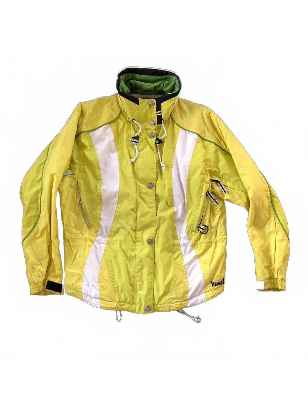 Vintage Marker Yellow and White Workwear or Ski Jacket with Green Lining Size 8